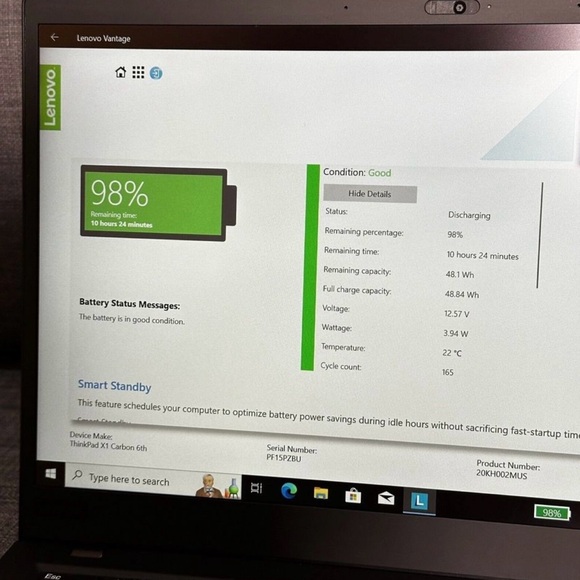 Lenovo ThinkPad X1 Carbon (6th Gen)
Intel Core i5-825OU (8thGen) - Picture 3 of 4